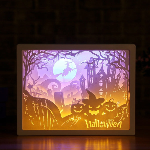 3D Shadow Paper Carving Battery Bedside Nursery Light Lamp