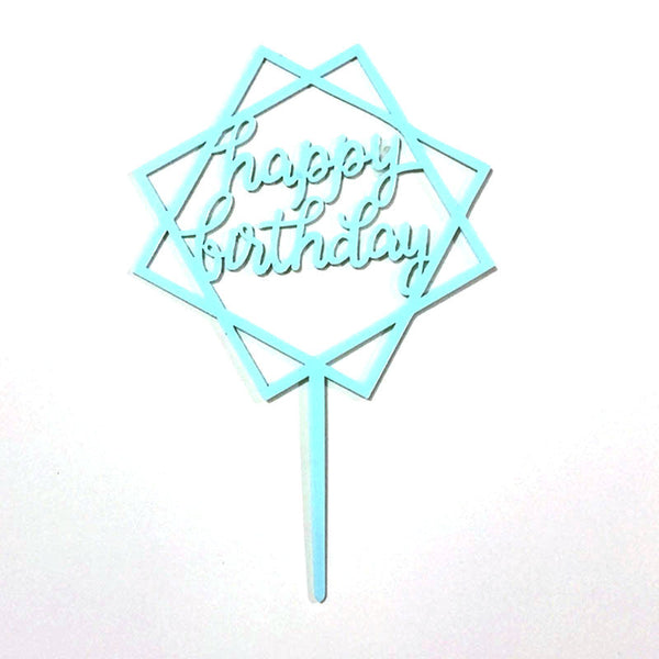 Happy Birthday Acrylic Cake Topper Decoration Black Gold Silver Blue Pink