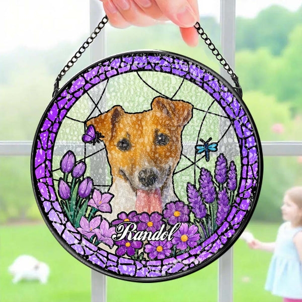 Custom Pet Portrait Stained Glass Suncatcher Personalised Pet Keepsake Memorial
