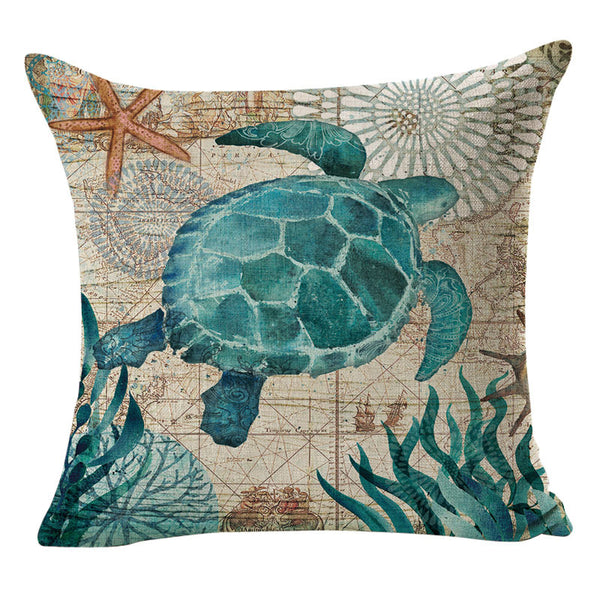 Marine Sea Animal Mermaid Theme Vintage Style Printed Cushion Covers Square 44cm