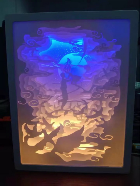 3D Shadow Paper Carving Battery Bedside Nursery Light Lamp