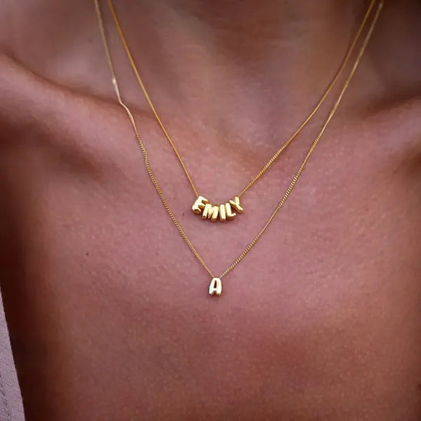 Custom Name 3D Bubble Balloon Letters Necklace Fantastic Gift