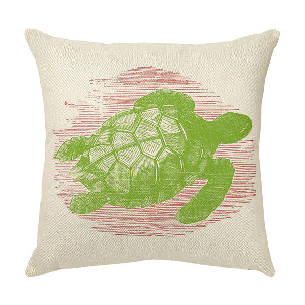 Silhouette Drawing Marine Life Seahorse Whale Octopus Turtle Cushion Cover Square 45cm