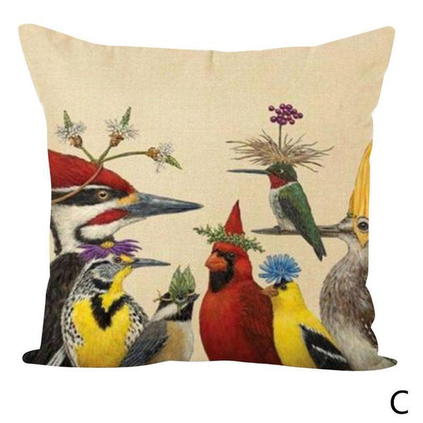 Woodland Animals Birds Owls Rabbit Squirrel Cushion Cover Square 45cm