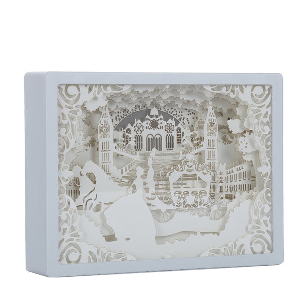 3D Shadow Paper Carving Battery Bedside Nursery Light Lamp