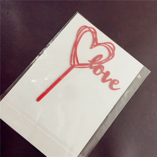 Happy Birthday Bear Heart Love Acrylic Cake Topper Decoration Black Gold Silver Pink