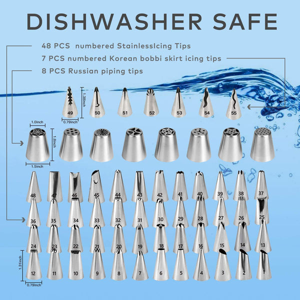 137 Pce Piping Icing Fondant Cream Pastry Nozzles Tips Bags Turntable Cake Decorating