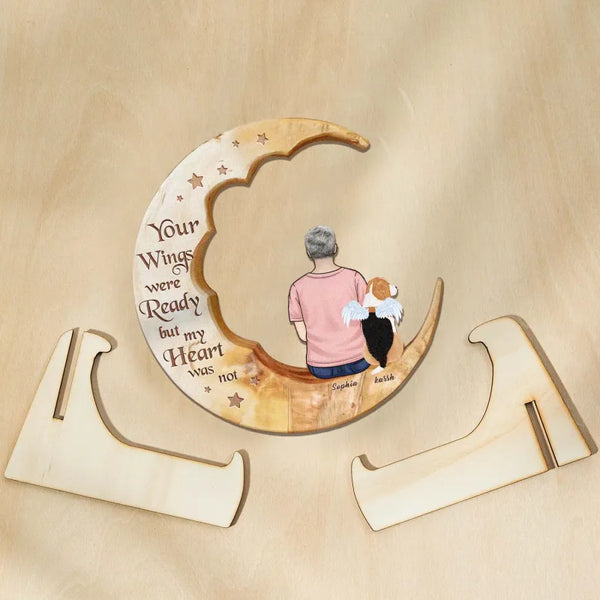 Custom Personalised Pet Memorial Wood Art Dog Cat Mum Dad Parents Moon Keepsake