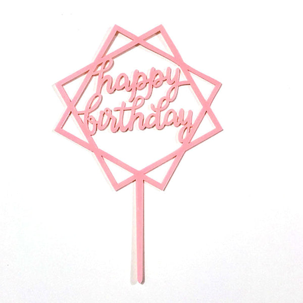 Happy Birthday Acrylic Cake Topper Decoration Black Gold Silver Blue Pink