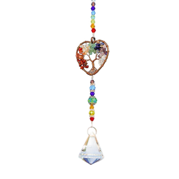 Chakra Healing Natural Stone Tree Of Life Suncatcher Window Ornament Rainbow Maker