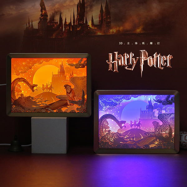 Harry Potter Hogwarts Castle LED Picture Frame Paper Shadow Light Box Lamp