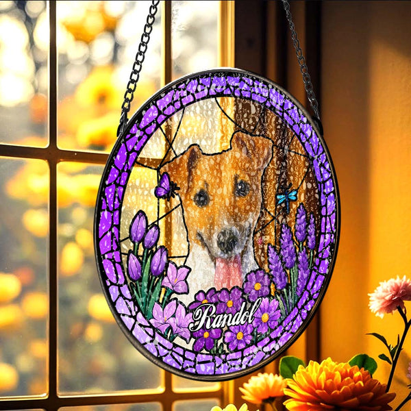 Custom Pet Portrait Stained Glass Suncatcher Personalised Pet Keepsake Memorial