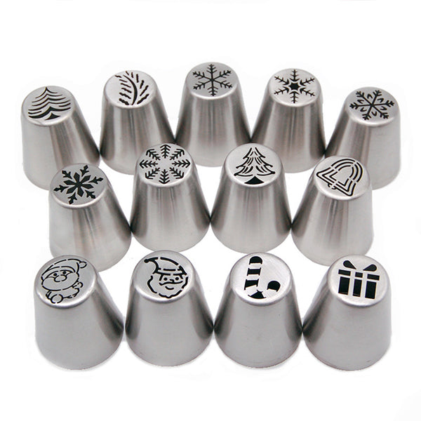 13 Piece Stainless Steel Christmas Cake Cupcake Decoration Icing Nozzle Set