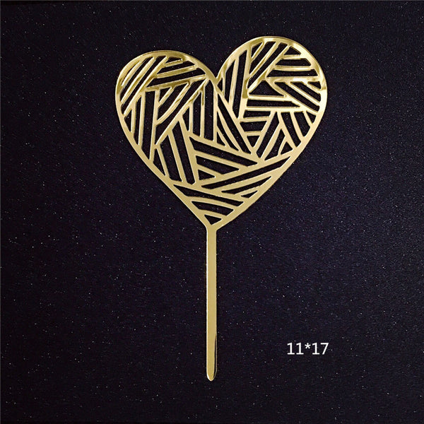 Happy Birthday Bear Heart Love Acrylic Cake Topper Decoration Black Gold Silver Pink