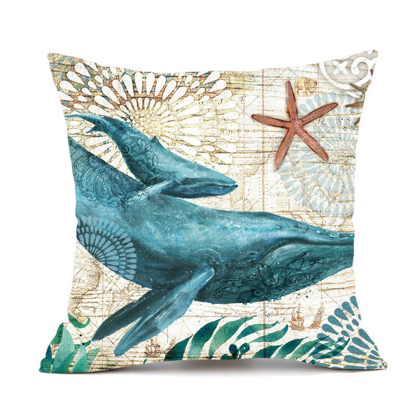 Marine Sea Animal Mermaid Theme Vintage Style Printed Cushion Covers Square 45cm