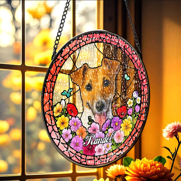 Custom Pet Portrait Stained Glass Suncatcher Personalised Pet Keepsake Memorial