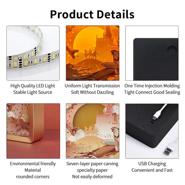 Harry Potter Hogwarts Castle LED Picture Frame Paper Shadow Light Box Lamp