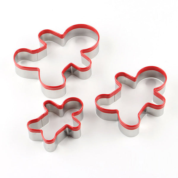 3 Pce Christmas Tree Gingerbread Snowman Man Cookie Biscuit Cutter Mold