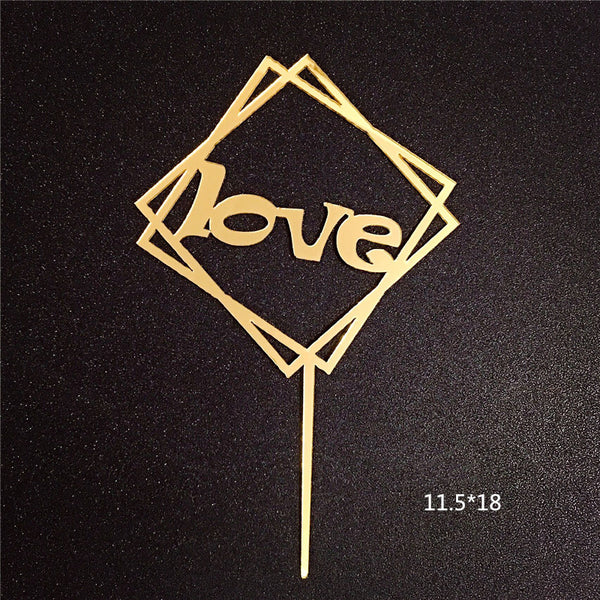 Happy Birthday Bear Heart Love Acrylic Cake Topper Decoration Black Gold Silver Pink