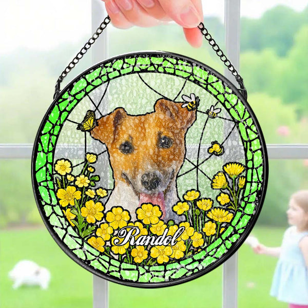 Custom Pet Portrait Stained Glass Suncatcher Personalised Pet Keepsake Memorial