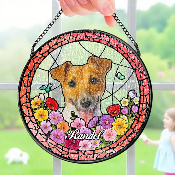 Custom Pet Portrait Stained Glass Suncatcher Personalised Pet Keepsake Memorial