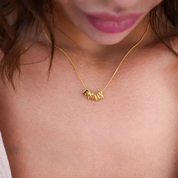 Custom Name 3D Bubble Balloon Letters Necklace Fantastic Gift