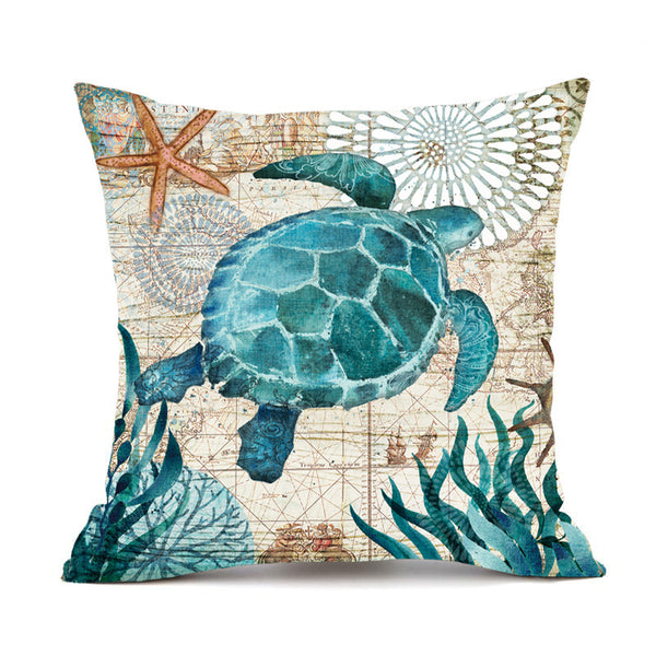 Marine Sea Animal Mermaid Theme Vintage Style Printed Cushion Covers Square 45cm