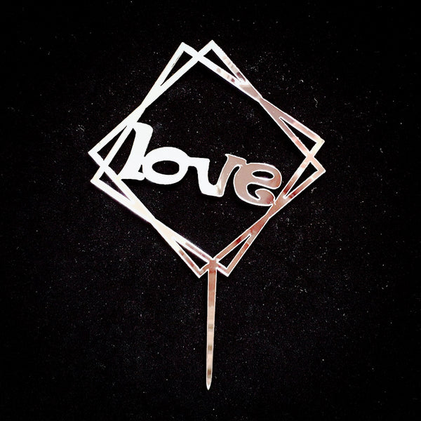 Happy Birthday Bear Heart Love Acrylic Cake Topper Decoration Black Gold Silver Pink