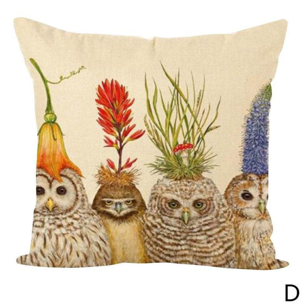 Woodland Animals Birds Owls Rabbit Squirrel Cushion Cover Square 45cm