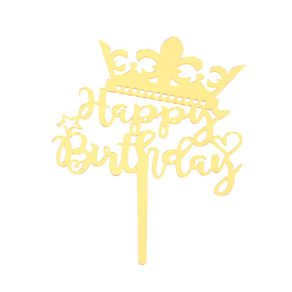 Happy Birthday Fathers Day Acrylic Cake Topper Decoration Black Gold Silver