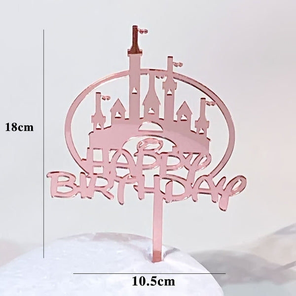 Happy Birthday Fathers Day Acrylic Cake Topper Decoration Black Gold Silver