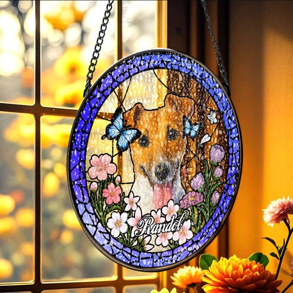 Custom Pet Portrait Stained Glass Suncatcher Personalised Pet Keepsake Memorial
