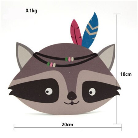 Scandi Nordic Wooden Animal Nursery Decoration Wall Mount Bear Fox Owl Raccoon