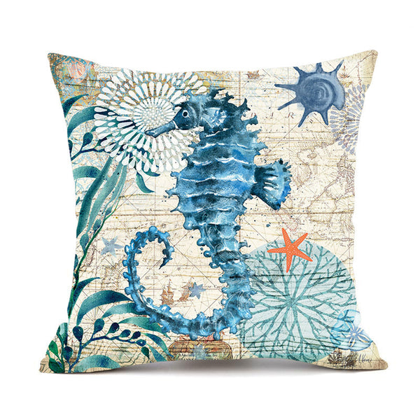 Marine Sea Animal Mermaid Theme Vintage Style Printed Cushion Covers Square 45cm