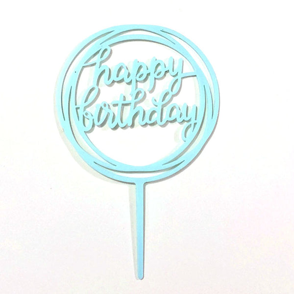 Happy Birthday Acrylic Cake Topper Decoration Black Gold Silver Blue Pink