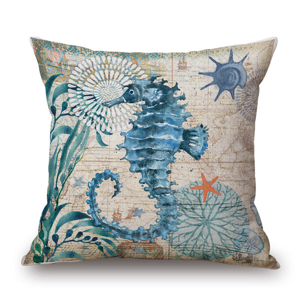 Marine Sea Animal Mermaid Theme Vintage Style Printed Cushion Covers Square 44cm