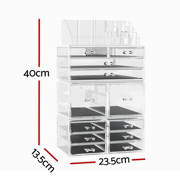Embellir Makeup Case Cosmetic Organiser Storage Box Holder 12 Drawers