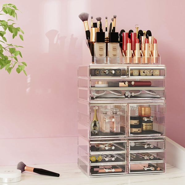 Embellir Makeup Case Cosmetic Organiser Storage Box Holder 12 Drawers