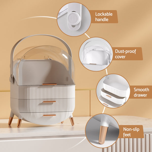 Embellir Makeup Case Portable Cosmetic Organiser Storage Box Holder White