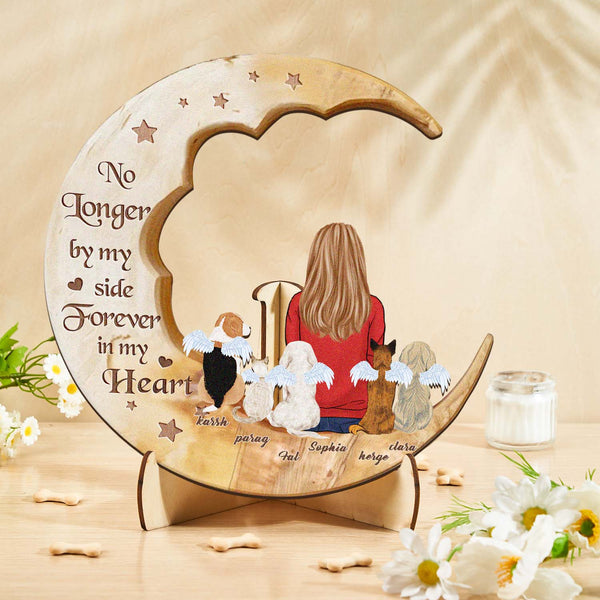 Custom Personalised Pet Memorial Wood Art Dog Cat Mum Dad Parents Moon Keepsake