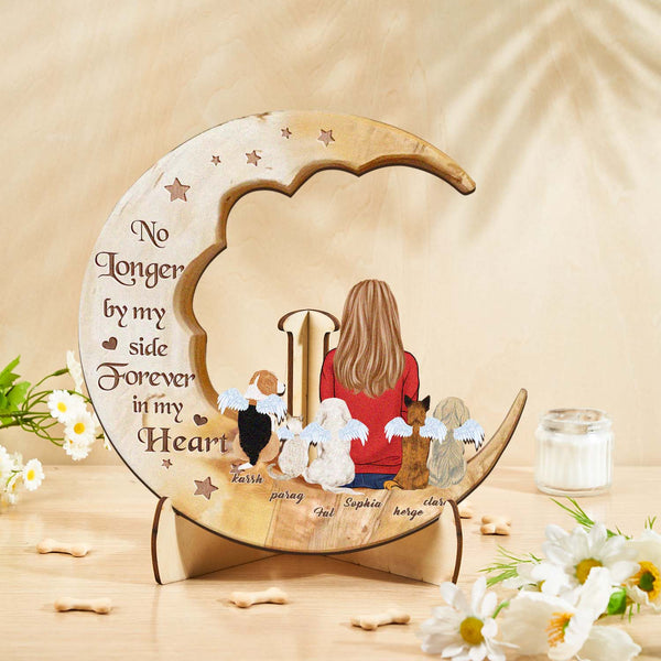 Custom Personalised Pet Memorial Wood Art Dog Cat Mum Dad Parents Moon Keepsake