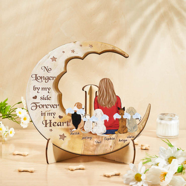 Custom Personalised Pet Memorial Wood Art Dog Cat Mum Dad Parents Moon Keepsake