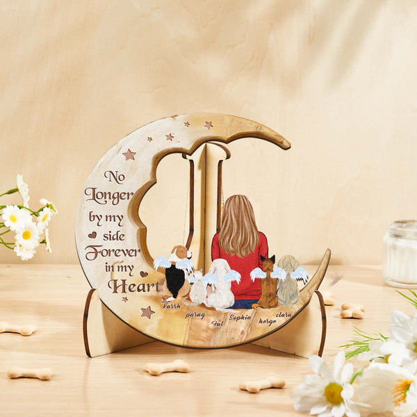 Custom Personalised Pet Memorial Wood Art Dog Cat Mum Dad Parents Moon Keepsake