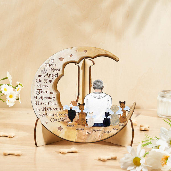 Custom Personalised Pet Memorial Wood Art Dog Cat Mum Dad Parents Moon Keepsake