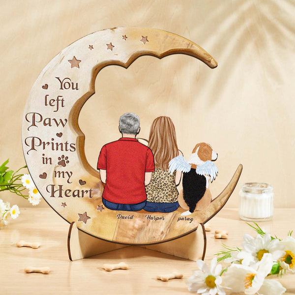 Custom Personalised Pet Memorial Wood Art Dog Cat Mum Dad Parents Moon Keepsake