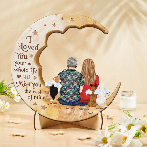 Custom Personalised Pet Memorial Wood Art Dog Cat Mum Dad Parents Moon Keepsake
