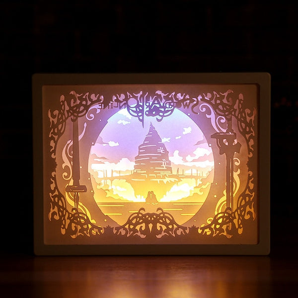 3D Shadow Paper Carving Battery Bedside Nursery Light Lamp