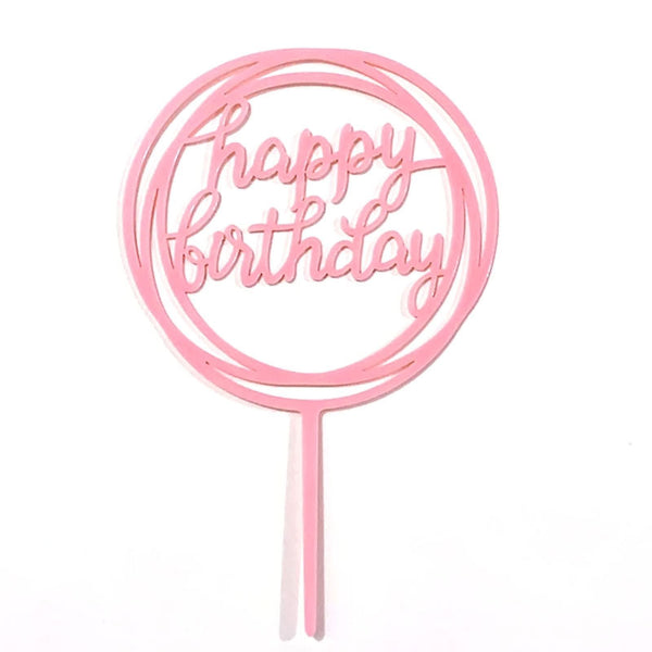 Happy Birthday Acrylic Cake Topper Decoration Black Gold Silver Blue Pink