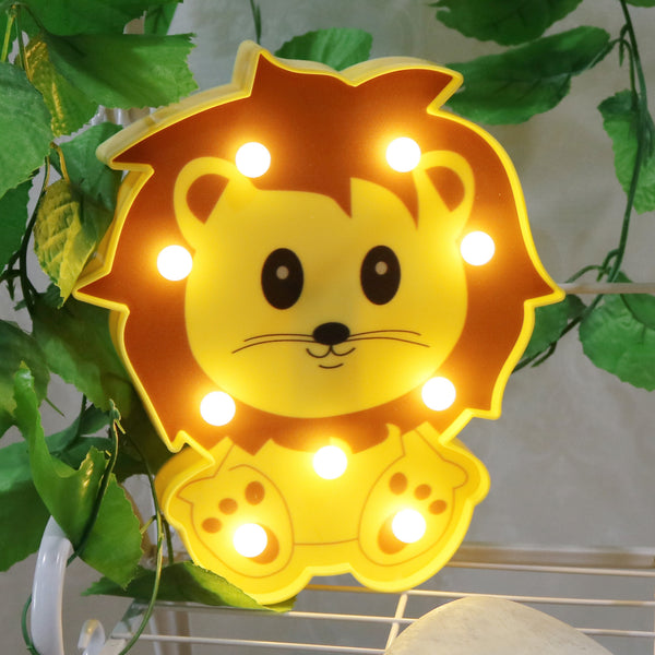 Cute Animal Lion Panda Raccoon Decorative Light Lamp Cartoon Children Nursery