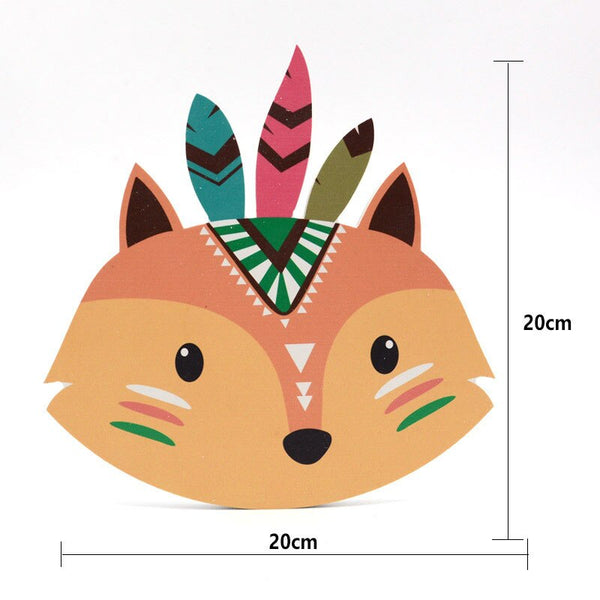 Scandi Nordic Wooden Animal Nursery Decoration Wall Mount Bear Fox Owl Raccoon